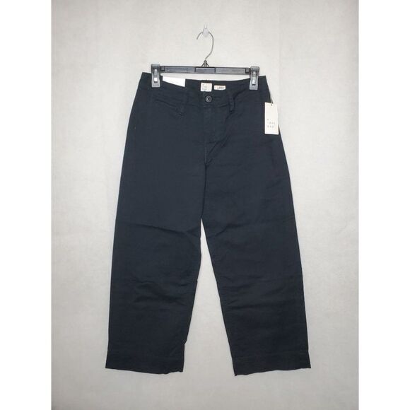 A New Day Black High Rise Stretch Relaxed Wide Leg Crop Pants Oversized - Picture 1 of 8